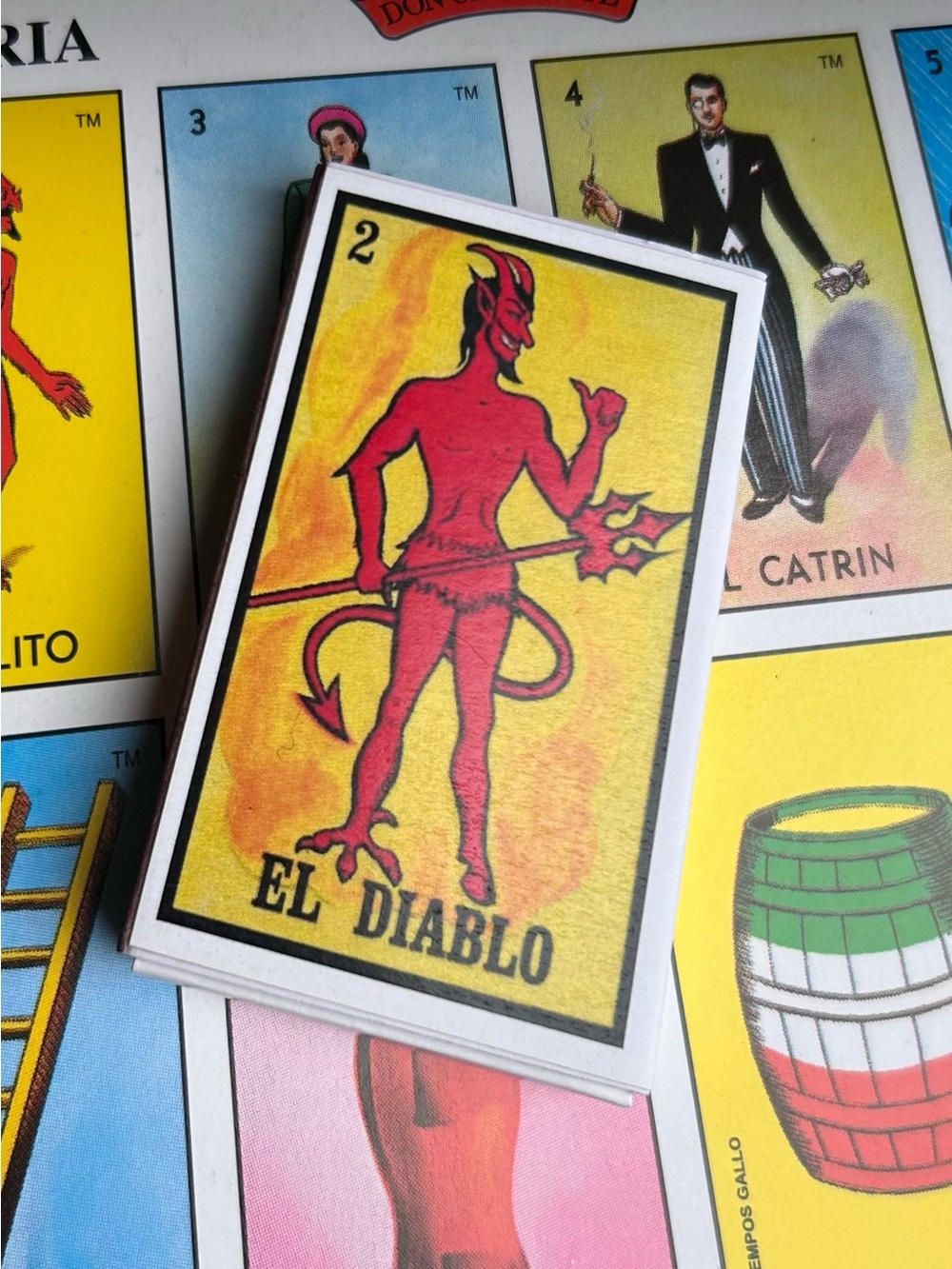 El Diablo Matchbox – La Loteria Vintage Design Red & Yellow Graphic New in Box